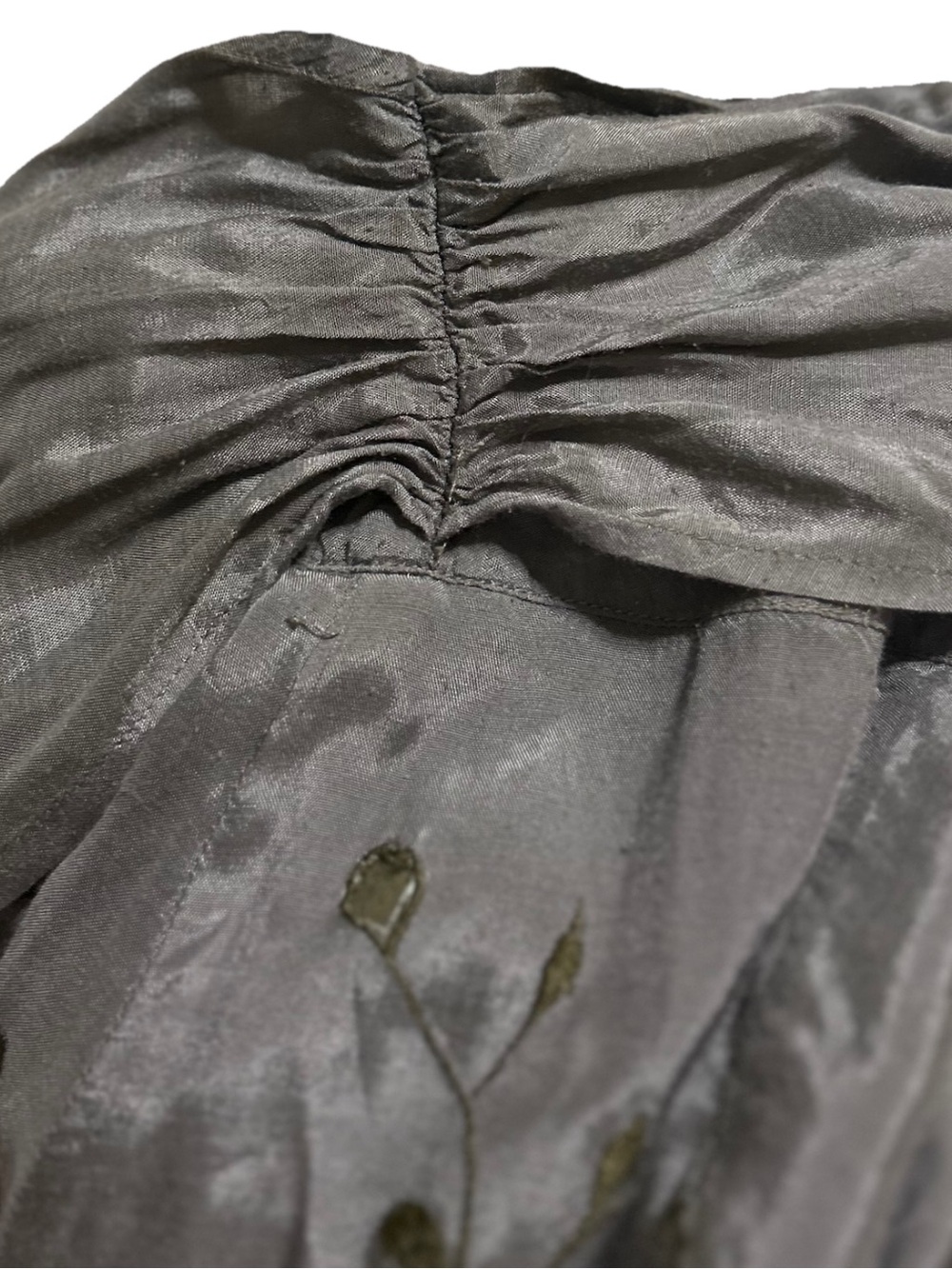 La Redoute Gray Embroidered A-Line Skirt Overlay Tie Detail - Picture 5 of 11